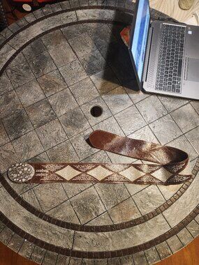 Cowboy Couture Brown Leather Western Belt Rhinestone Buckle Wide Bling Belt